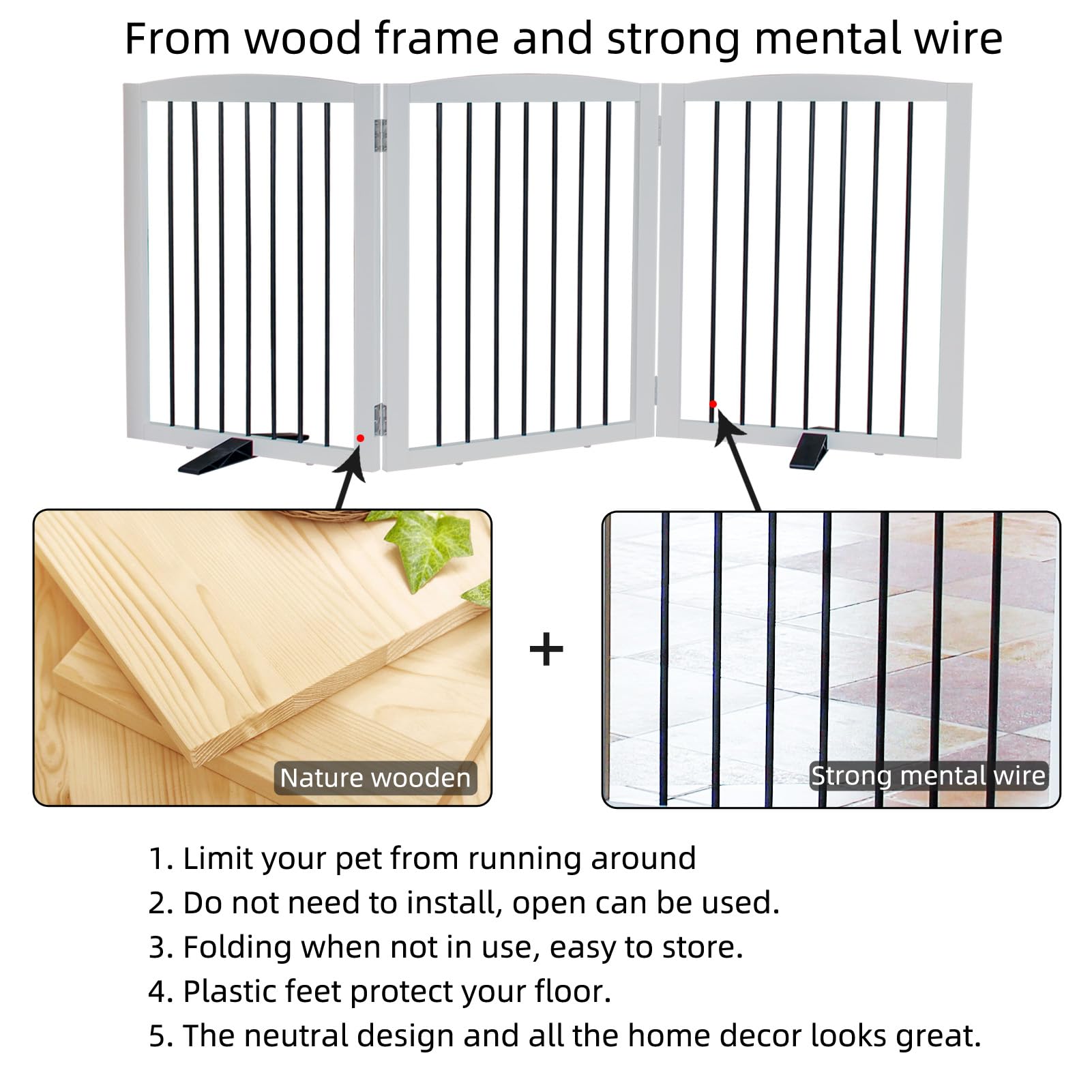 ZJSF dog gate on stairs offers safe, easy-to-maneuver pet access control.