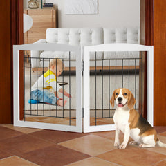 ZJSF dog gate standalone assembly-free design offers easy safety in any room.
