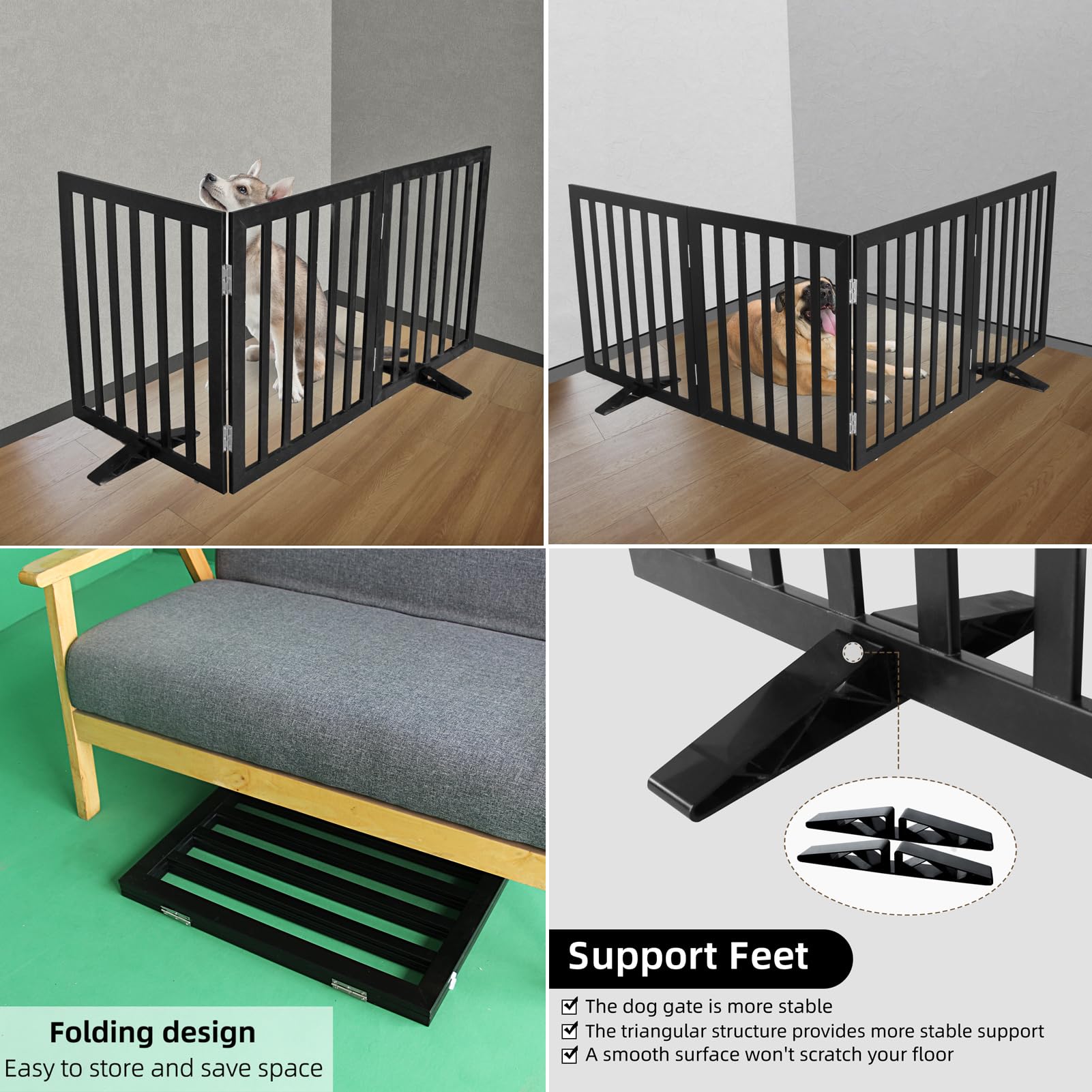 ZJSF two-panel gate with stainless hinges for durable room separation.