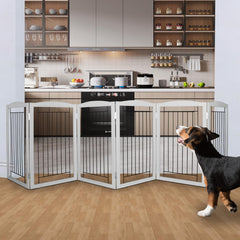 ZJSF dog gate folded into a compact Z-shape demonstrates easy storage in small spaces.