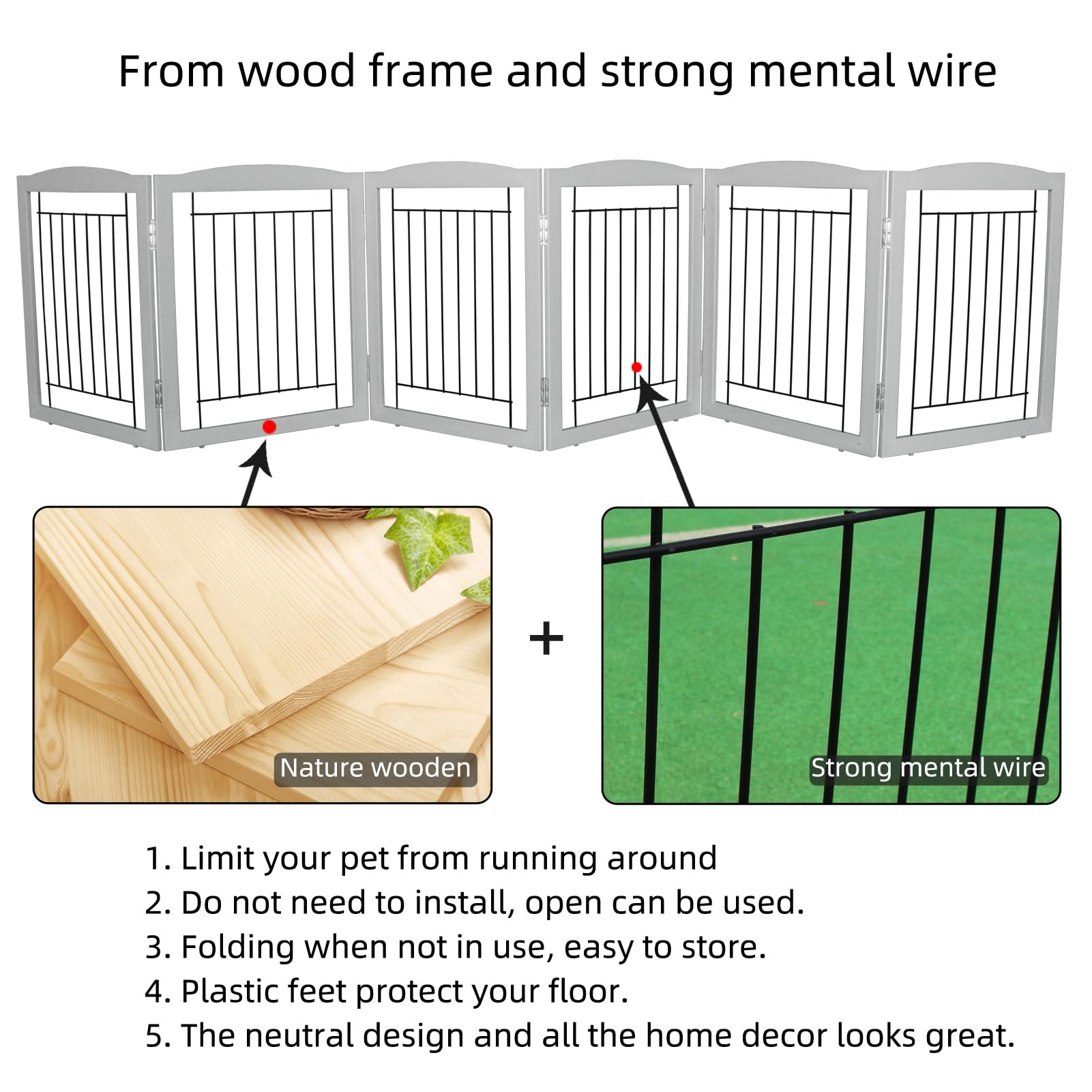ZJSF dog gate features non-slip feet to protect floors during use.