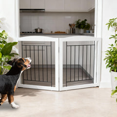 ZJSF dog gate wide Z-shape enables flexible hallway protection for pets.