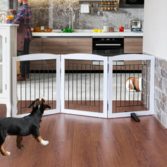 ZJSF dog gate wood frame illustration-free assembly for instant setup.