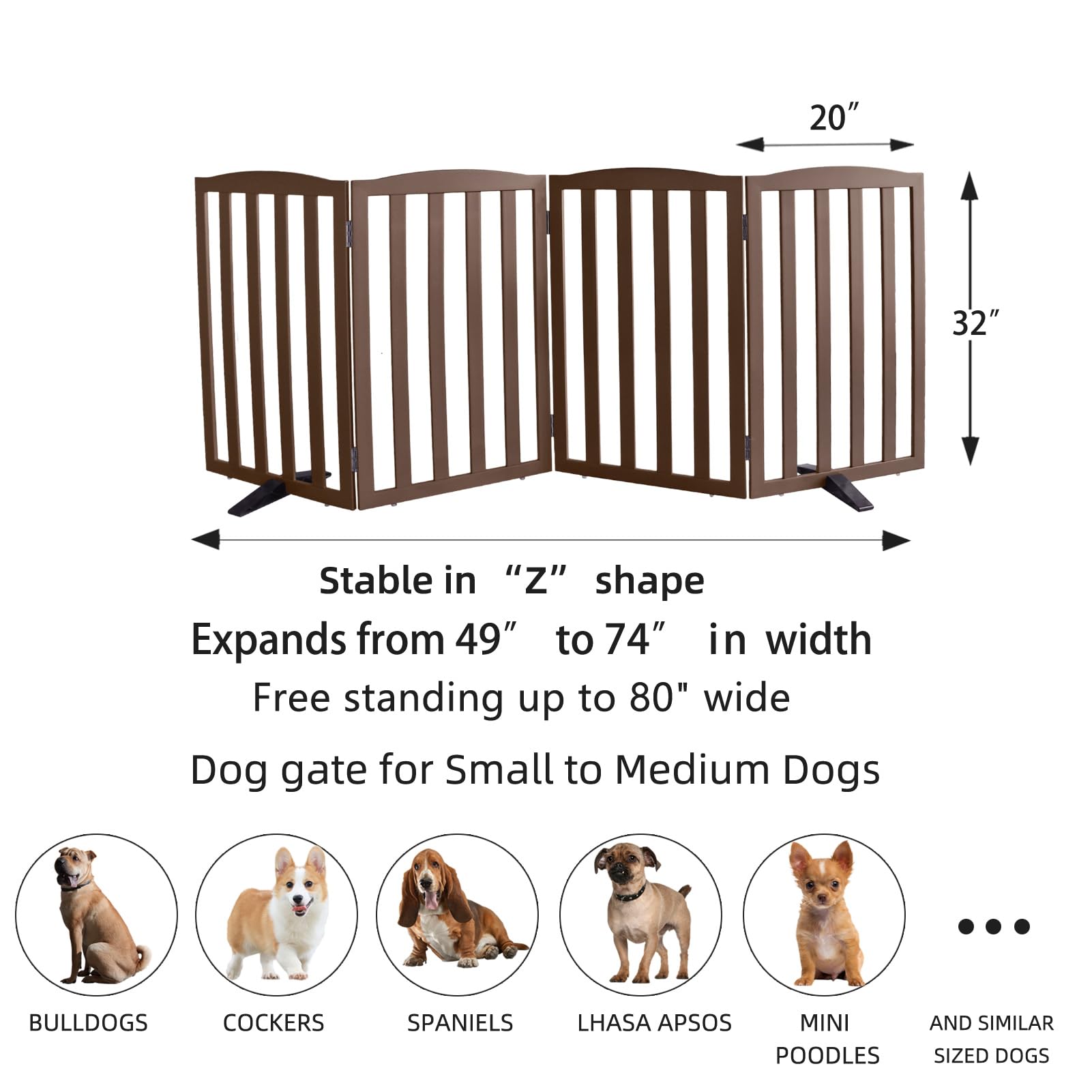 ZJSF foldable gate with four panels serves as room divider and pet pen
