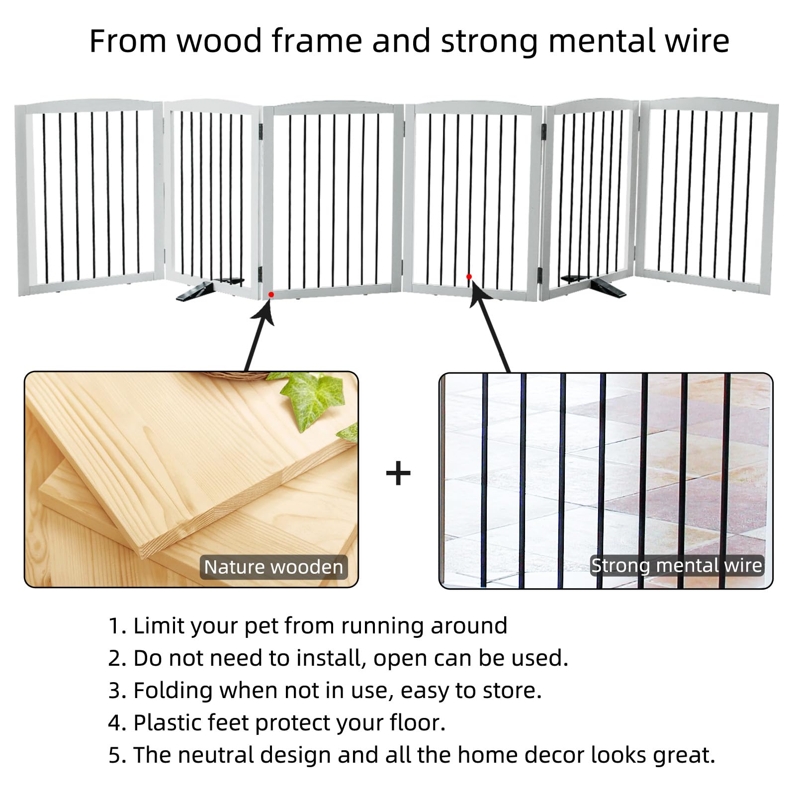 ZJSF foldable dog gate expanded in wide Z-shape for doors.