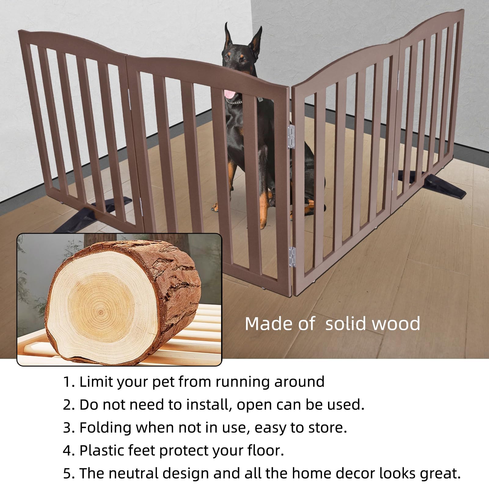 ZJSF foldable gate features non-slip feet to protect floors