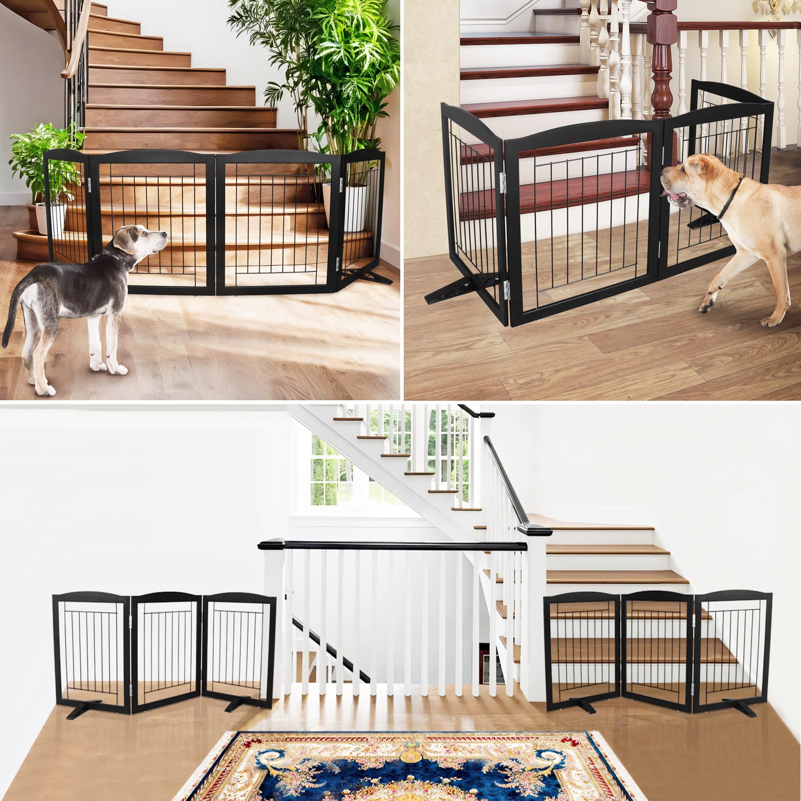 ZJSF 24-inch tall gate with non-slip feet protects floors during use.
