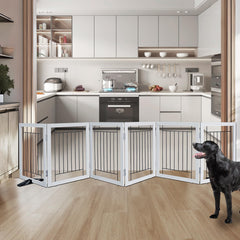 zjsf freestanding dog gate folded design showing easy storage
