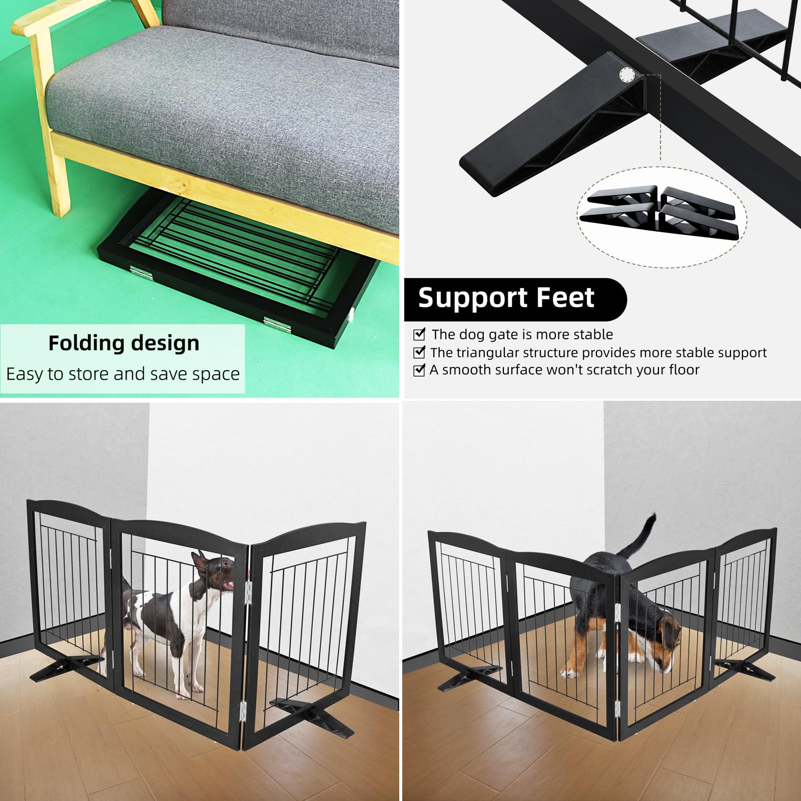 ZJSF wood and steel gate offers sturdy indoor pet barrier.