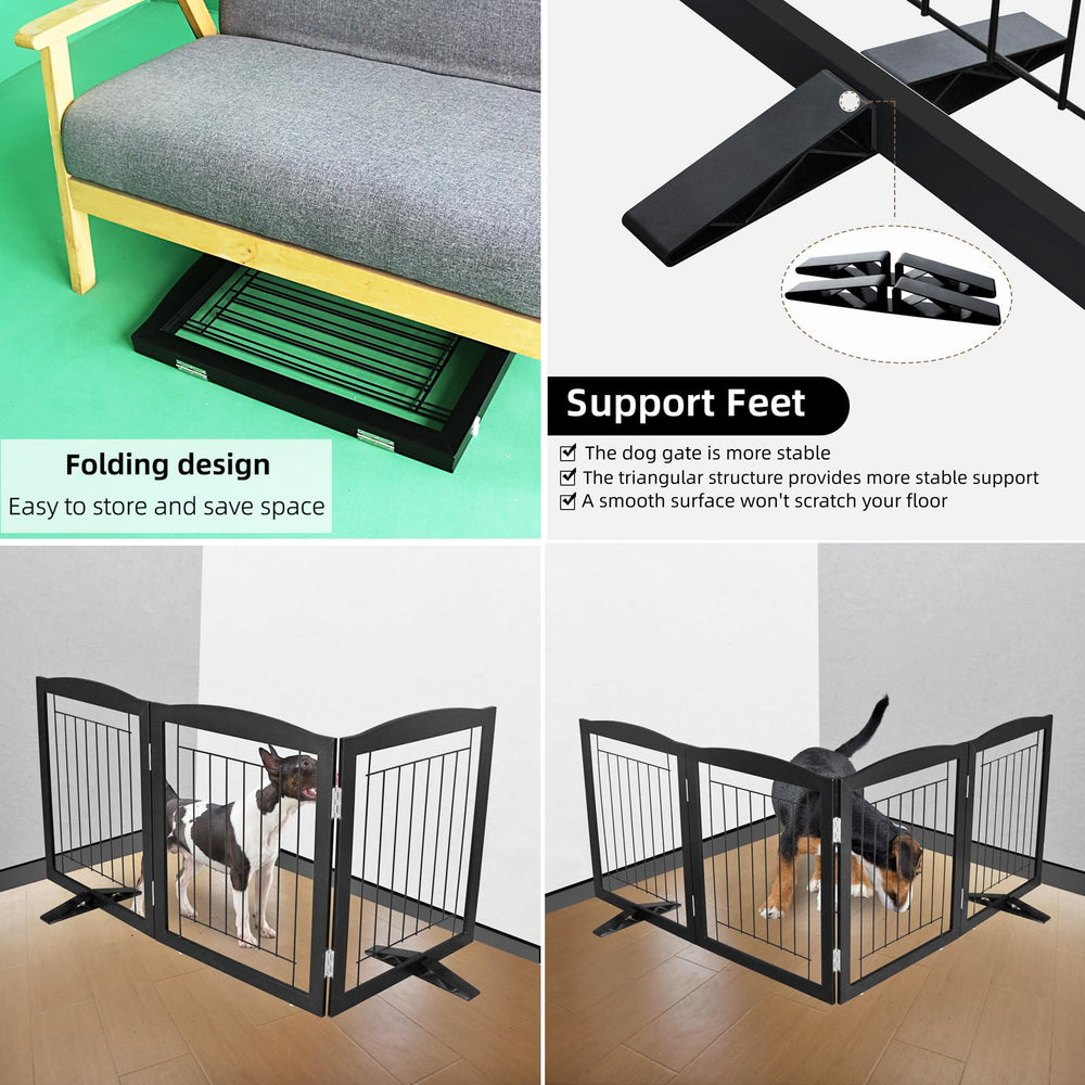 ZJSF wood and steel gate offers sturdy indoor pet barrier.
