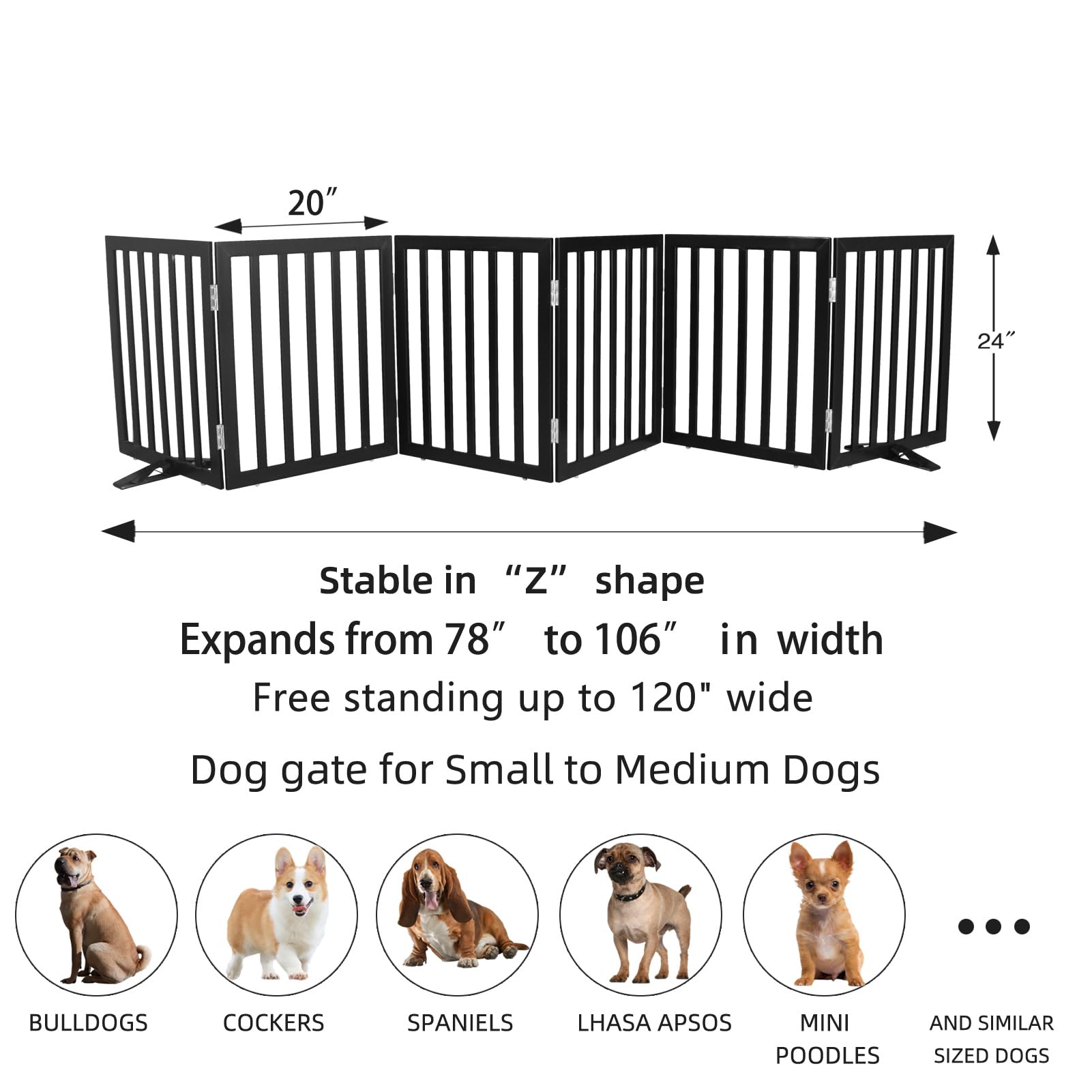 ZJSF freestanding dog gate folded for compact storage in corner.
