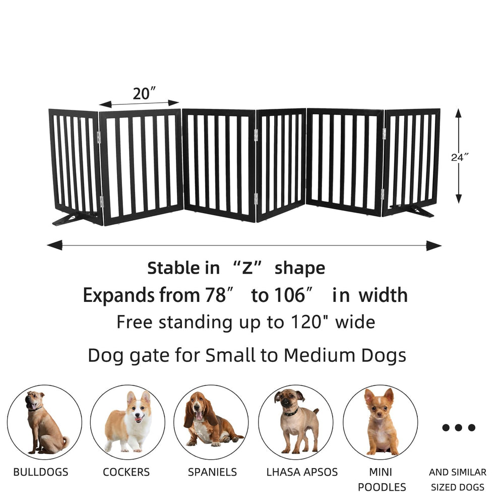 ZJSF freestanding dog gate folded for compact storage in corner.