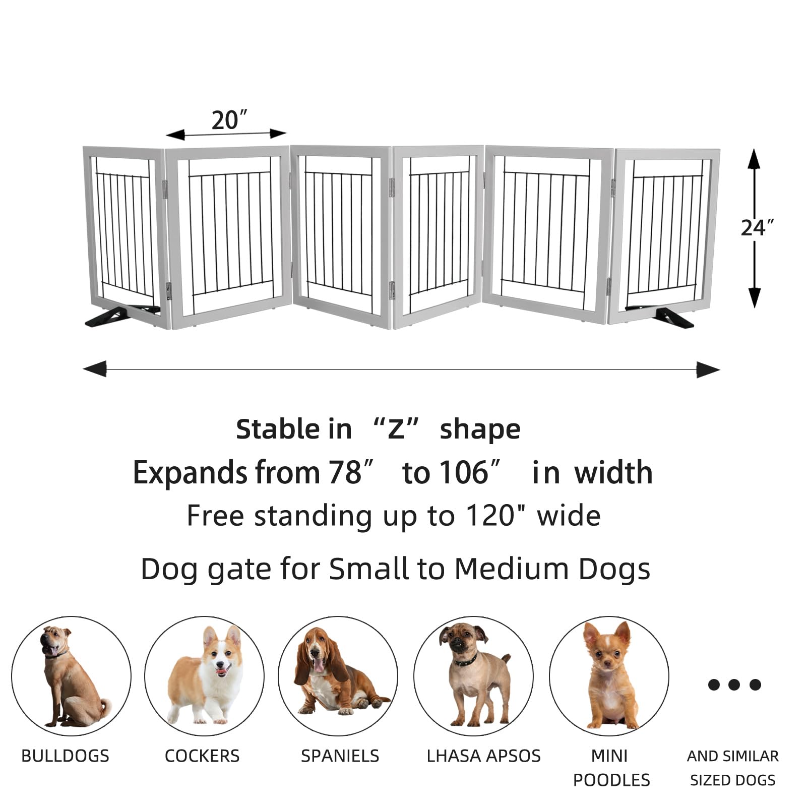 zjsf freestanding dog gate lightweight 13.7 pounds for portability