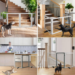 zjsf freestanding dog gate wide Z-shape enables hallway use