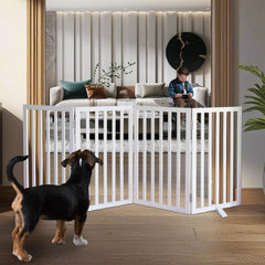 ZJSF freestanding dog gate in cedar wood with sturdy construction for doorways.