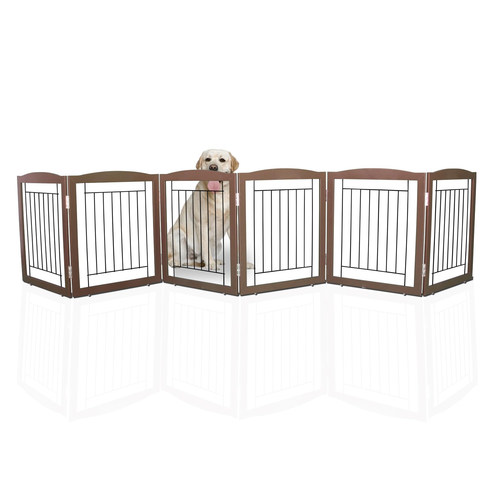 ZJSF freestanding foldable gate demonstrates six panels for flexible wide-space partition