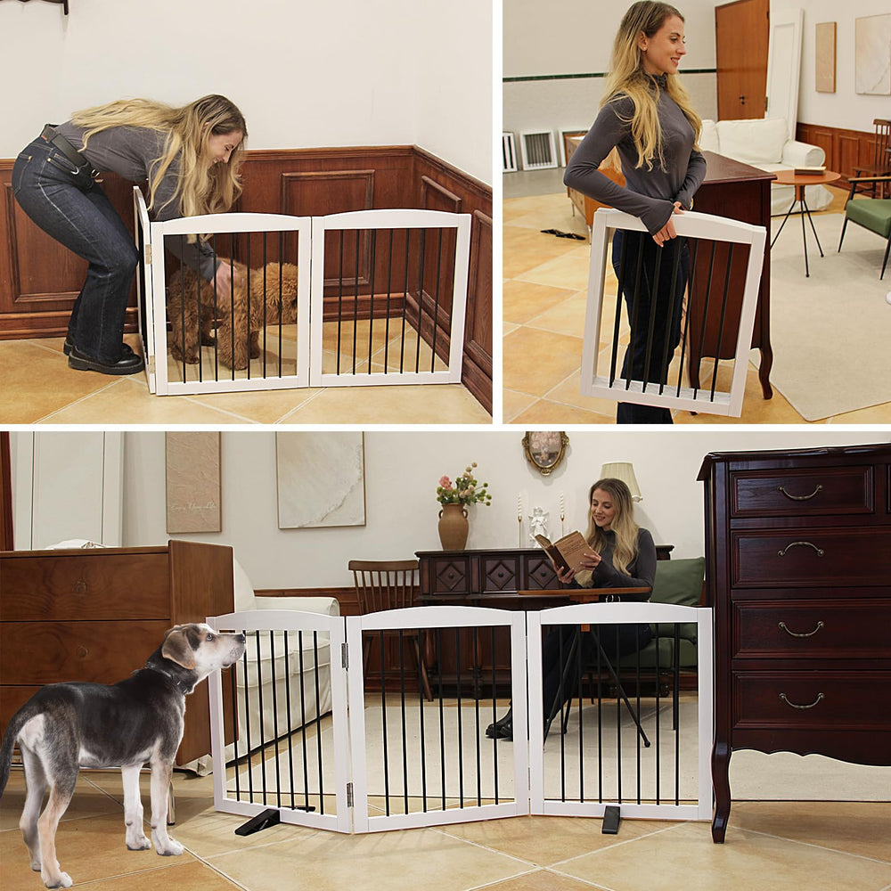 ZJSF white wood gate in a doorway illustrating pet movement guidance.