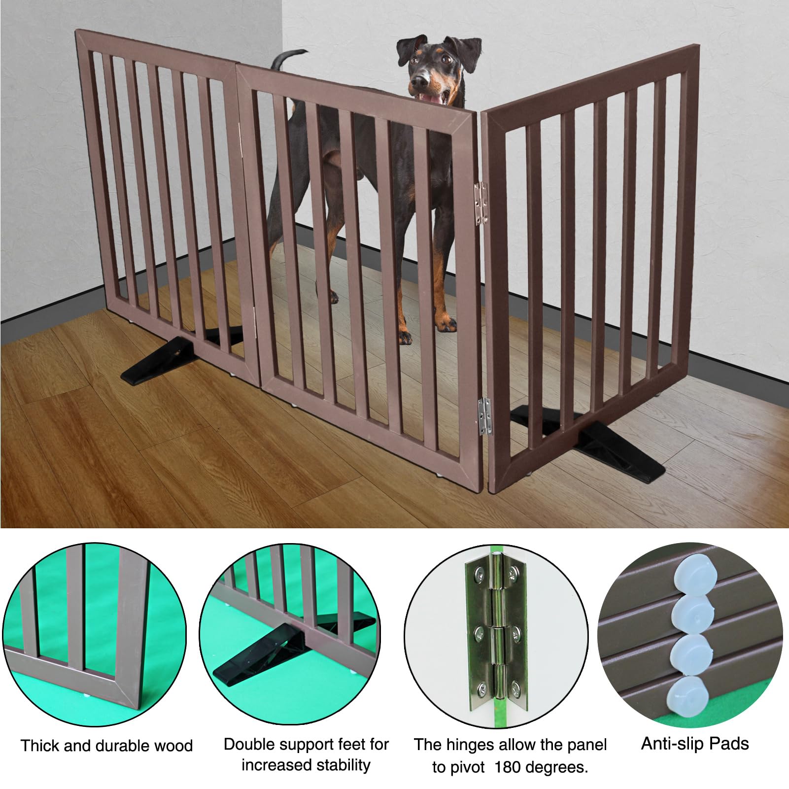 ZJSF pet gate for doorways, no assembly needed.