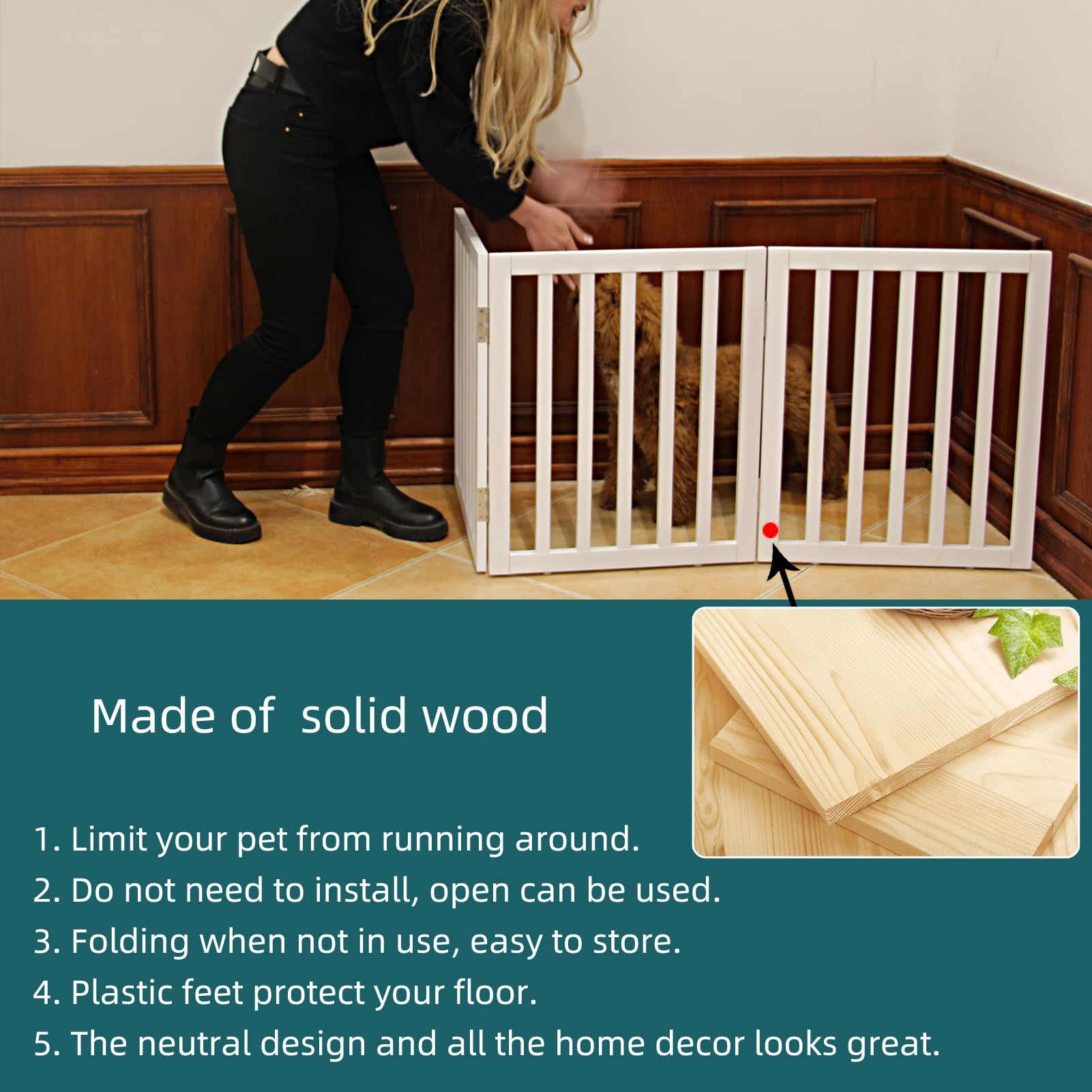 ZJSF gate includes non-slip feet to protect floors.