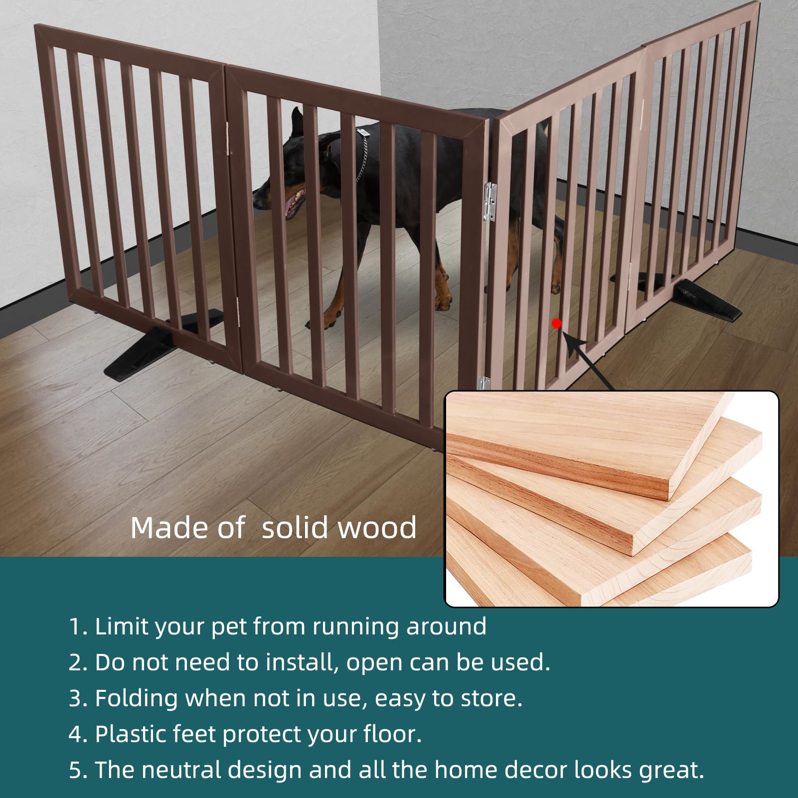 ZJSF non-slip feet protect floors while keeping the gate stable.