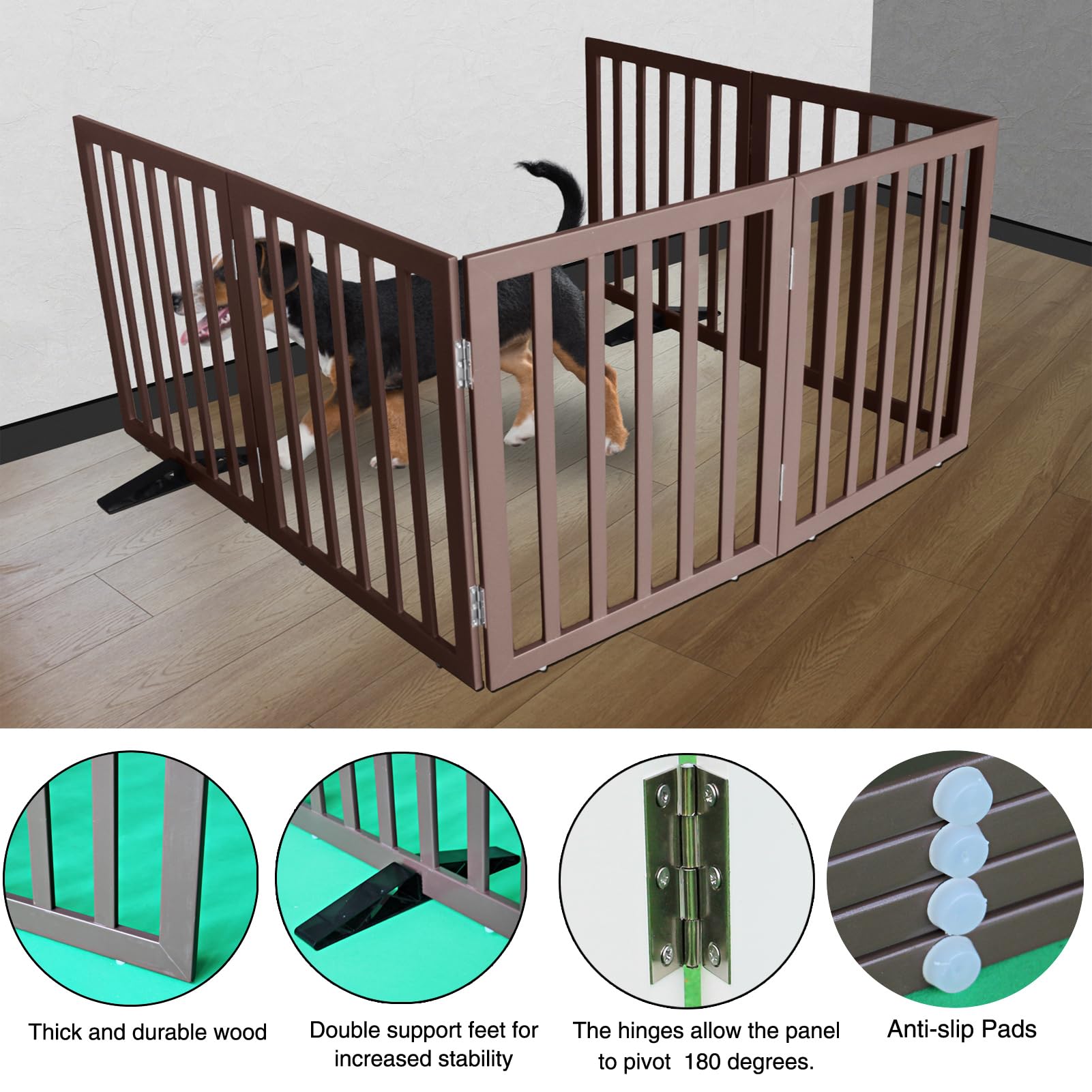 ZJSF gate with non-slip feet protecting floors.