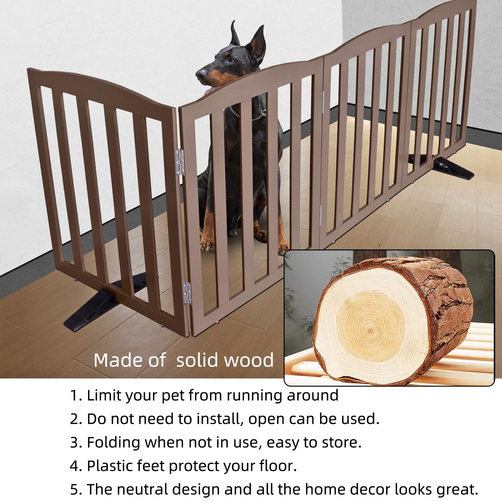 ZJSF pet gate with non-slip feet protects floors while keeping pets contained.
