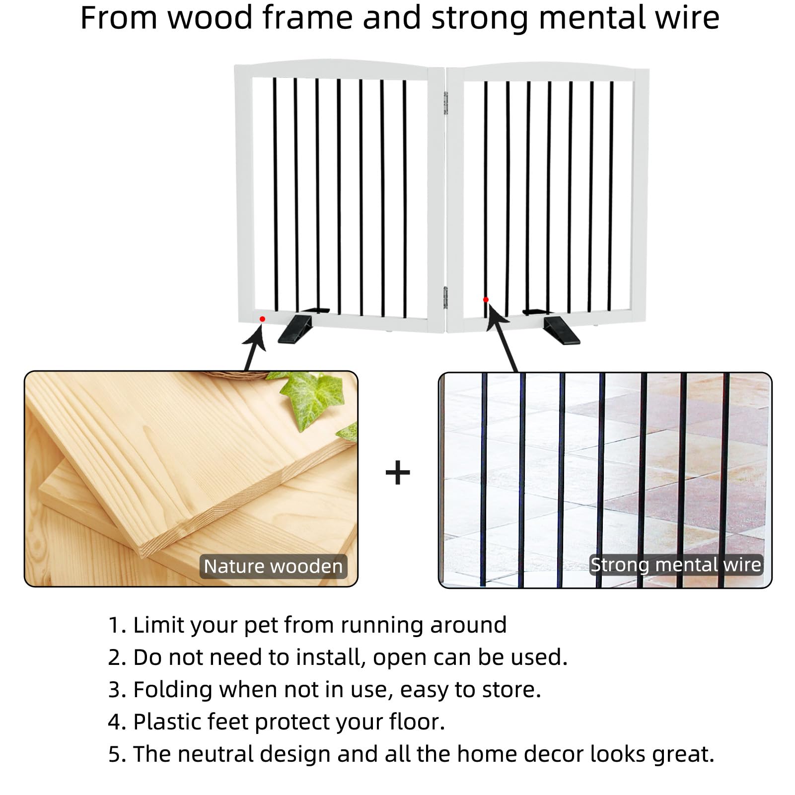 ZJSF puppy gate for household use—no drilling needed