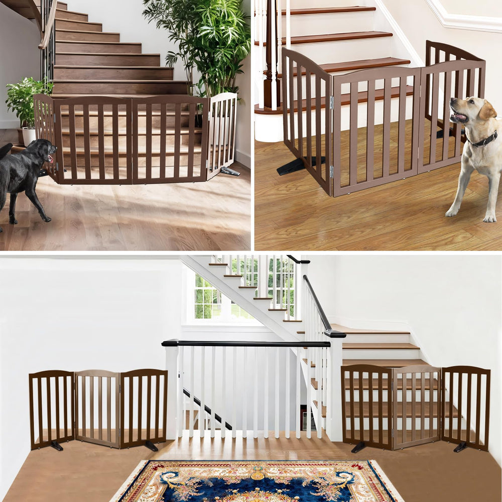 ZJSF three-panel gate close-up hinges highlight durable stainless steel construction for reliable pet restraint.