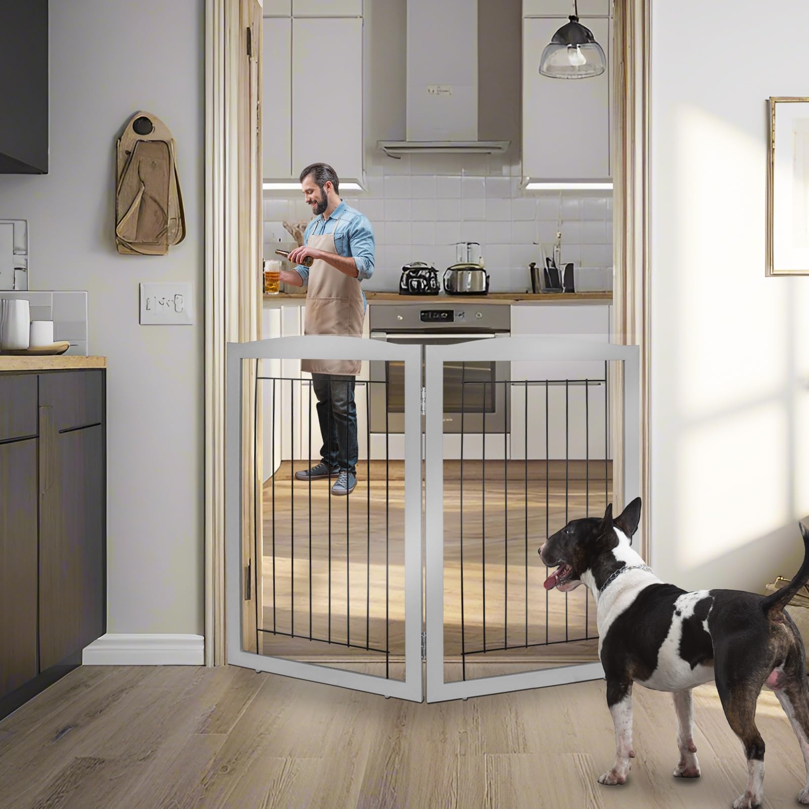 ZJSF two-panel gate extended in full width for wide hallway containment.