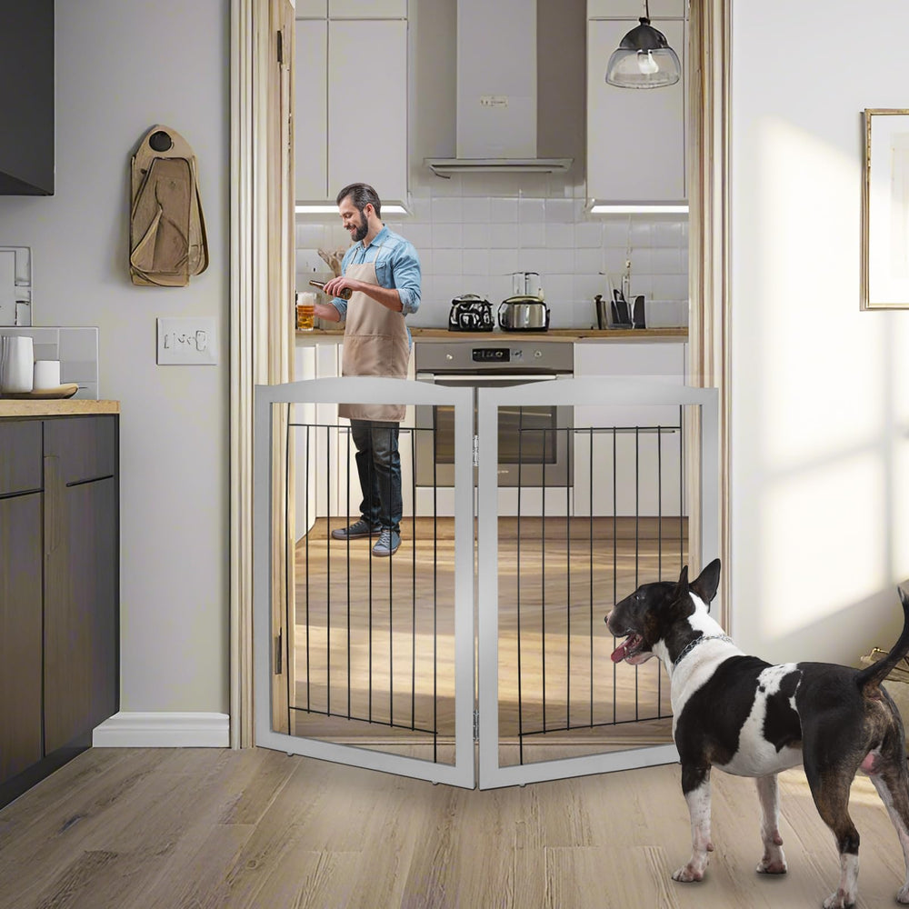 ZJSF two-panel gate extended in full width for wide hallway containment.