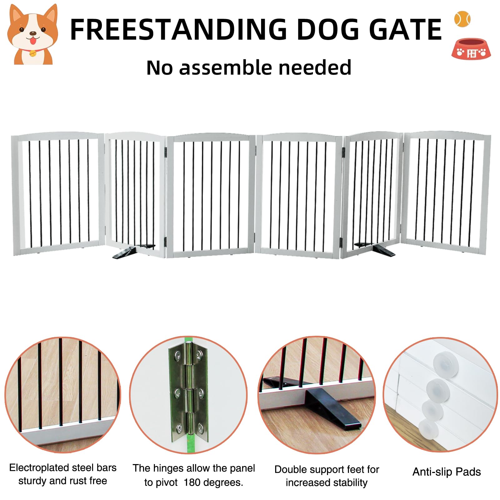 ZJSF wooden white gate showcases wood and steel construction.