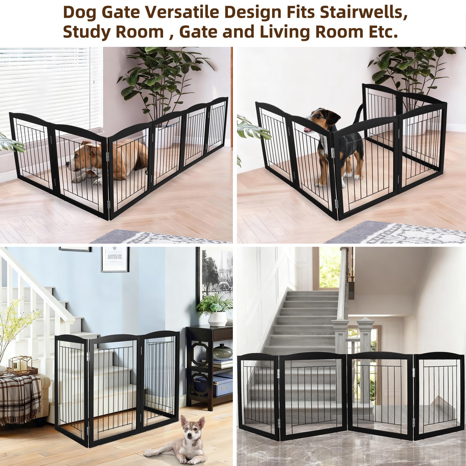 ZJSF wooden black gate on stairs demonstrates a stable stair barrier.