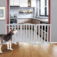 ZJSF wooden-frame dog gate highlights durable cedar and chew-resistant design.