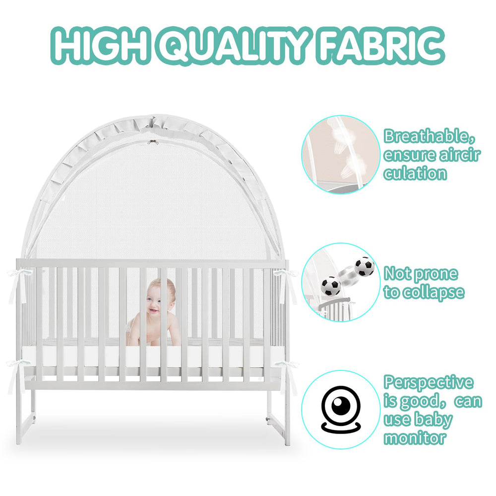Zkaitoy Crib Tent 360 protection keeps baby safely inside.