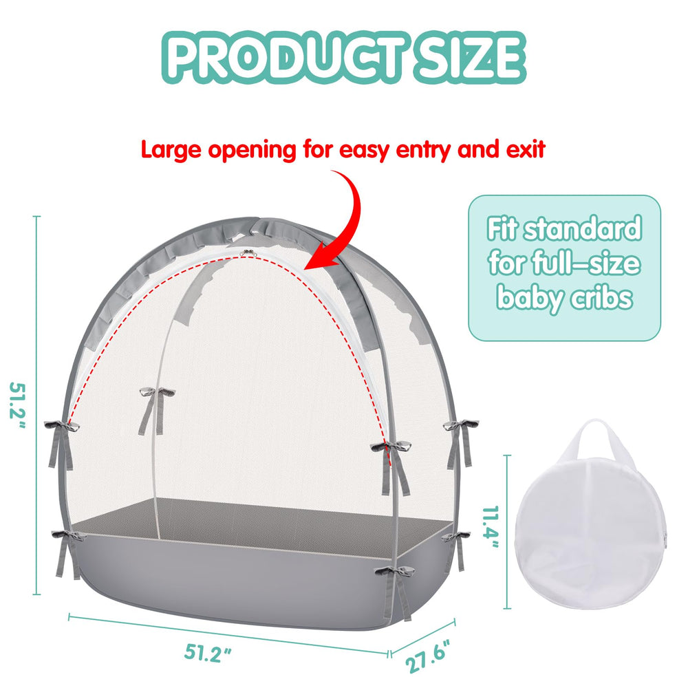Zkaitoy crib tent 360-degree protection helps keep baby contained.