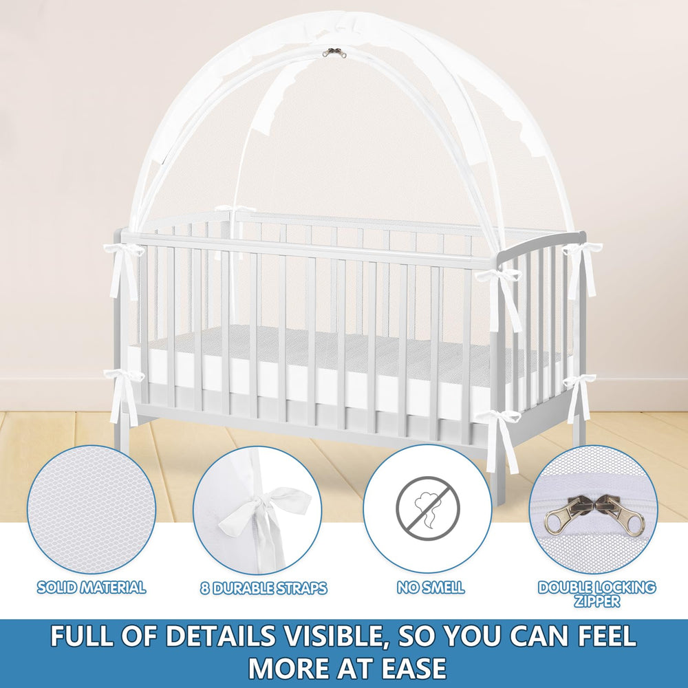 Zkaitoy Crib Tent 360-wrap design fully surrounds baby for safety