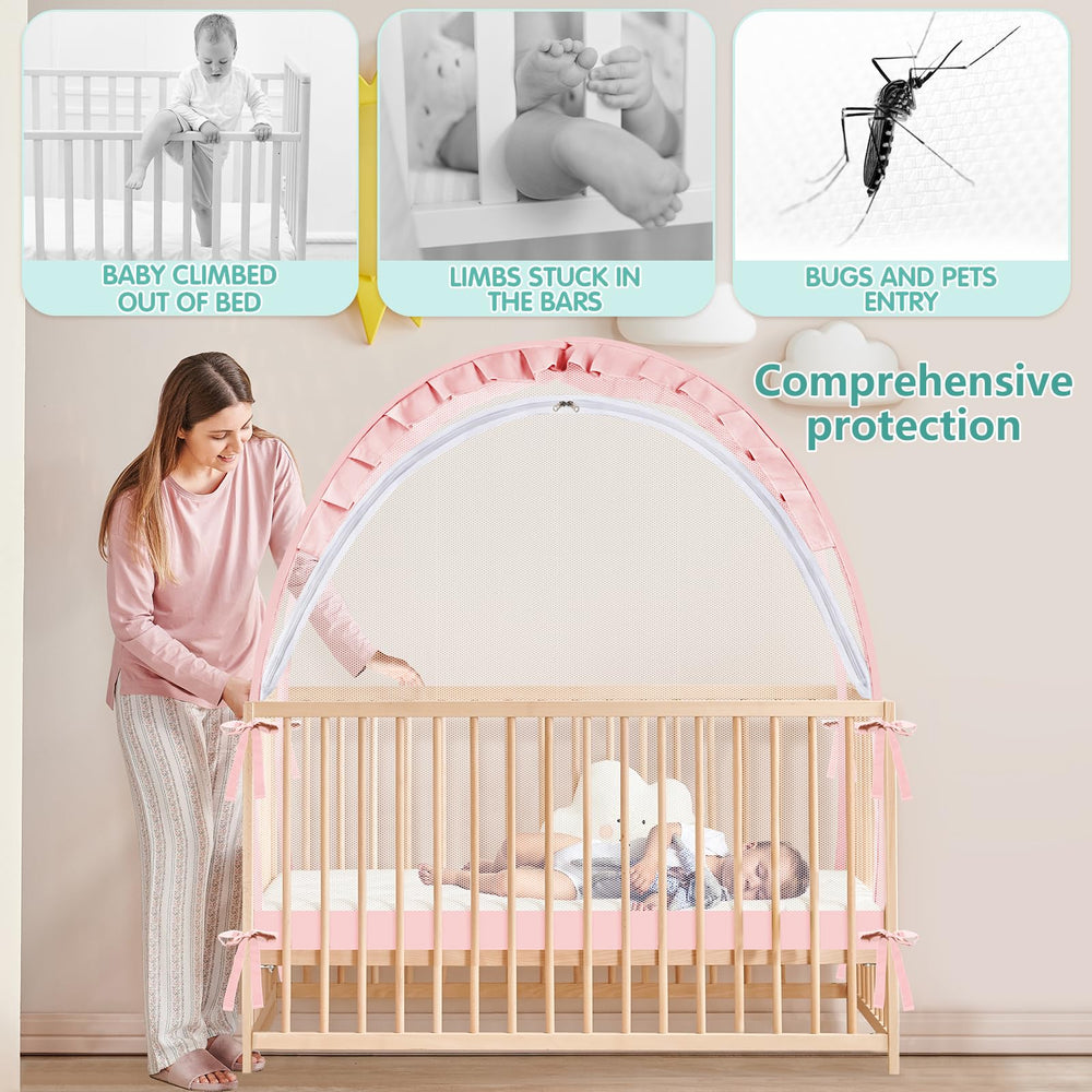 Zkaitoy Crib Tent airy mesh visible for breathable sleep