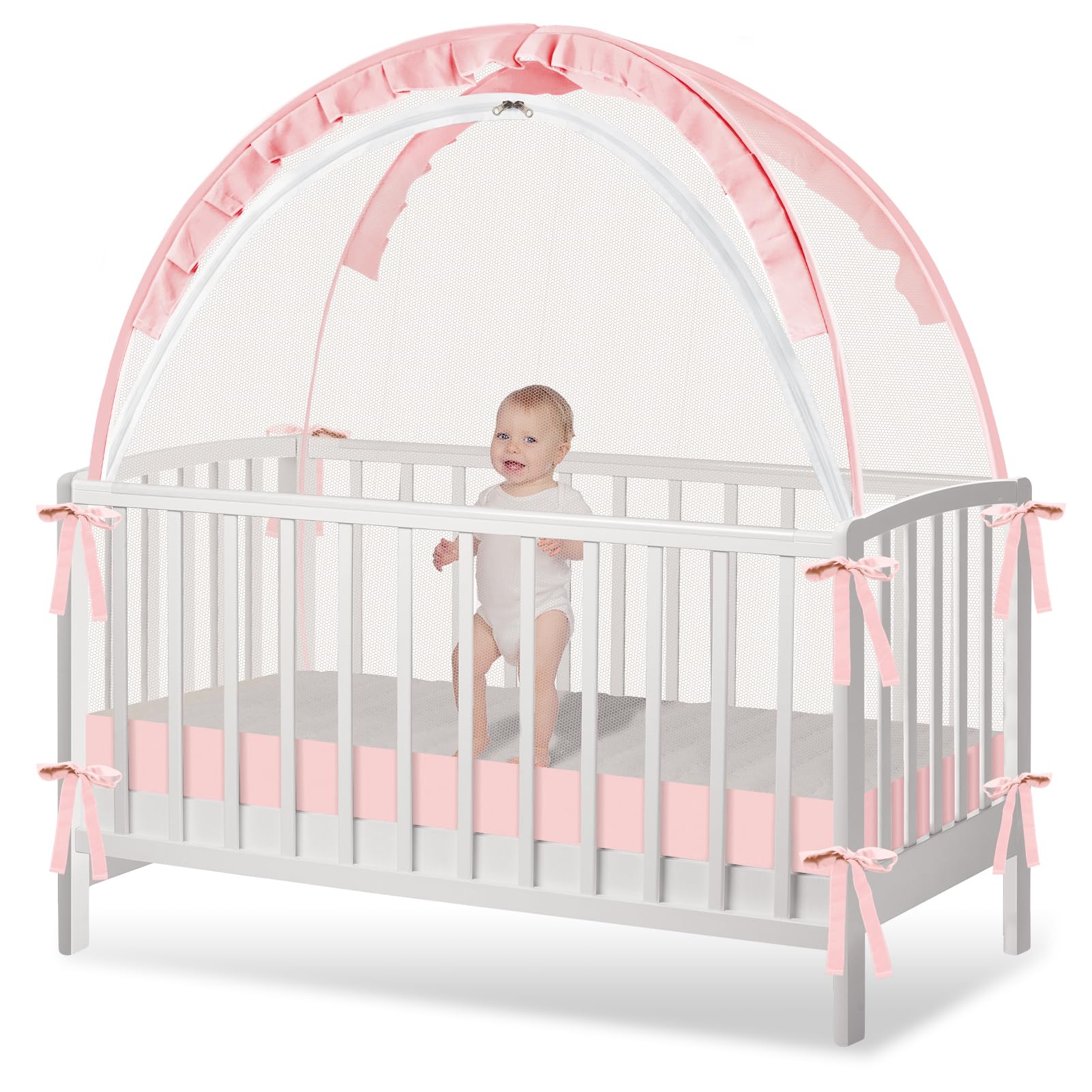 Zkaitoy Crib Tent auto-pop open for quick setup