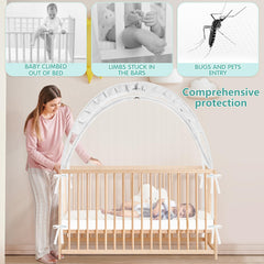 Zkaitoy Crib Tent breathable mesh promotes airflow for baby comfort.