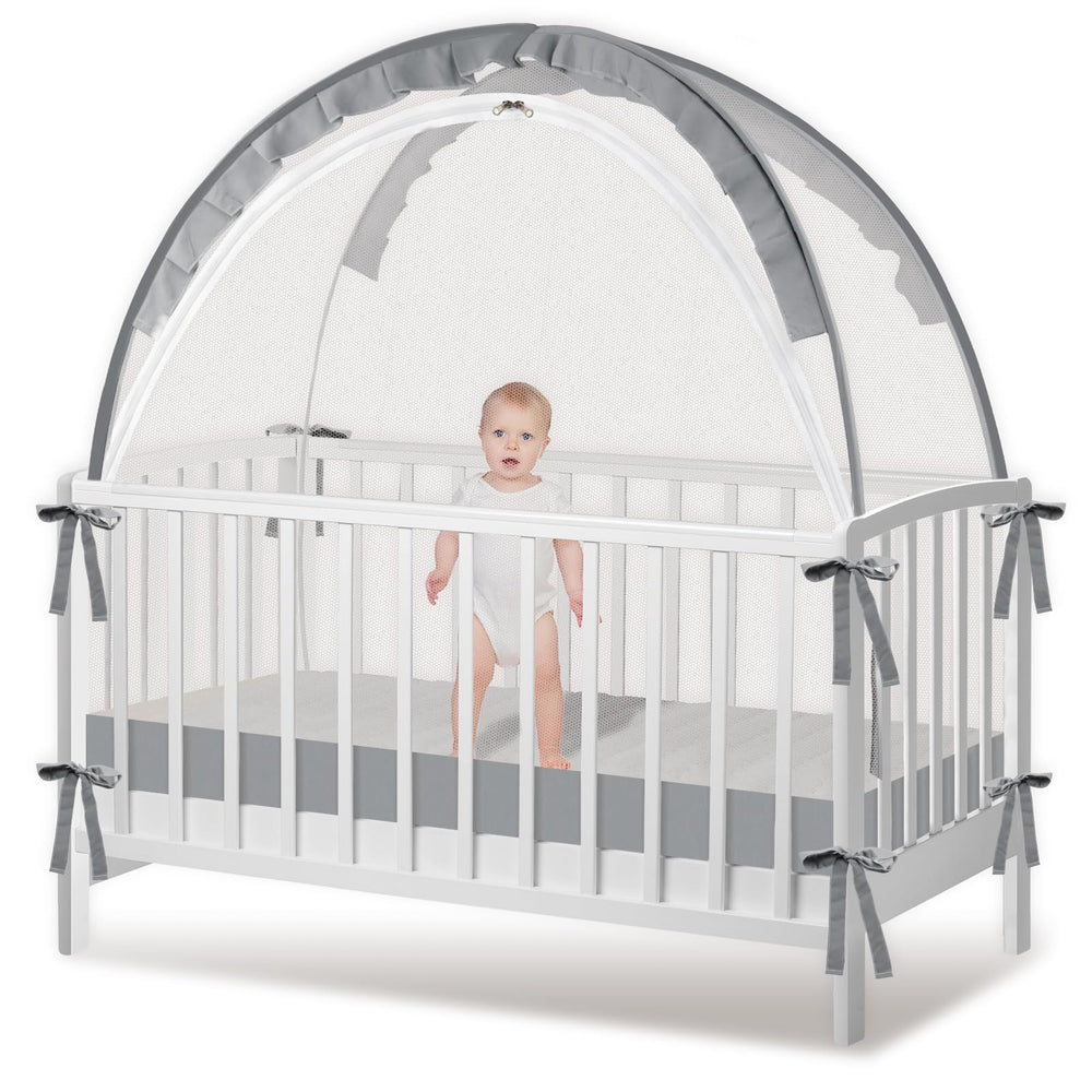 Zkaitoy Crib Tent close-up of breathable mesh for safe, cooling sleep.
