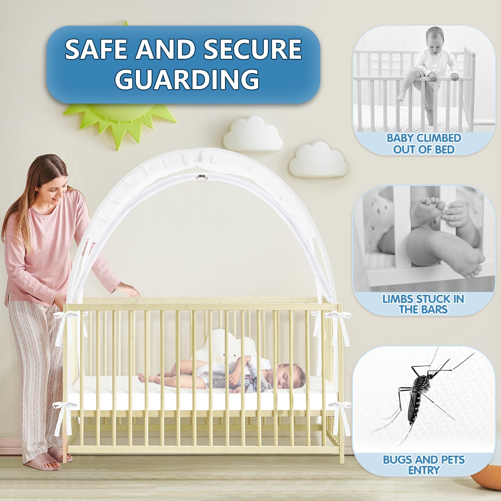 Zkaitoy Crib Tent dense mesh breathable fabric for airflow