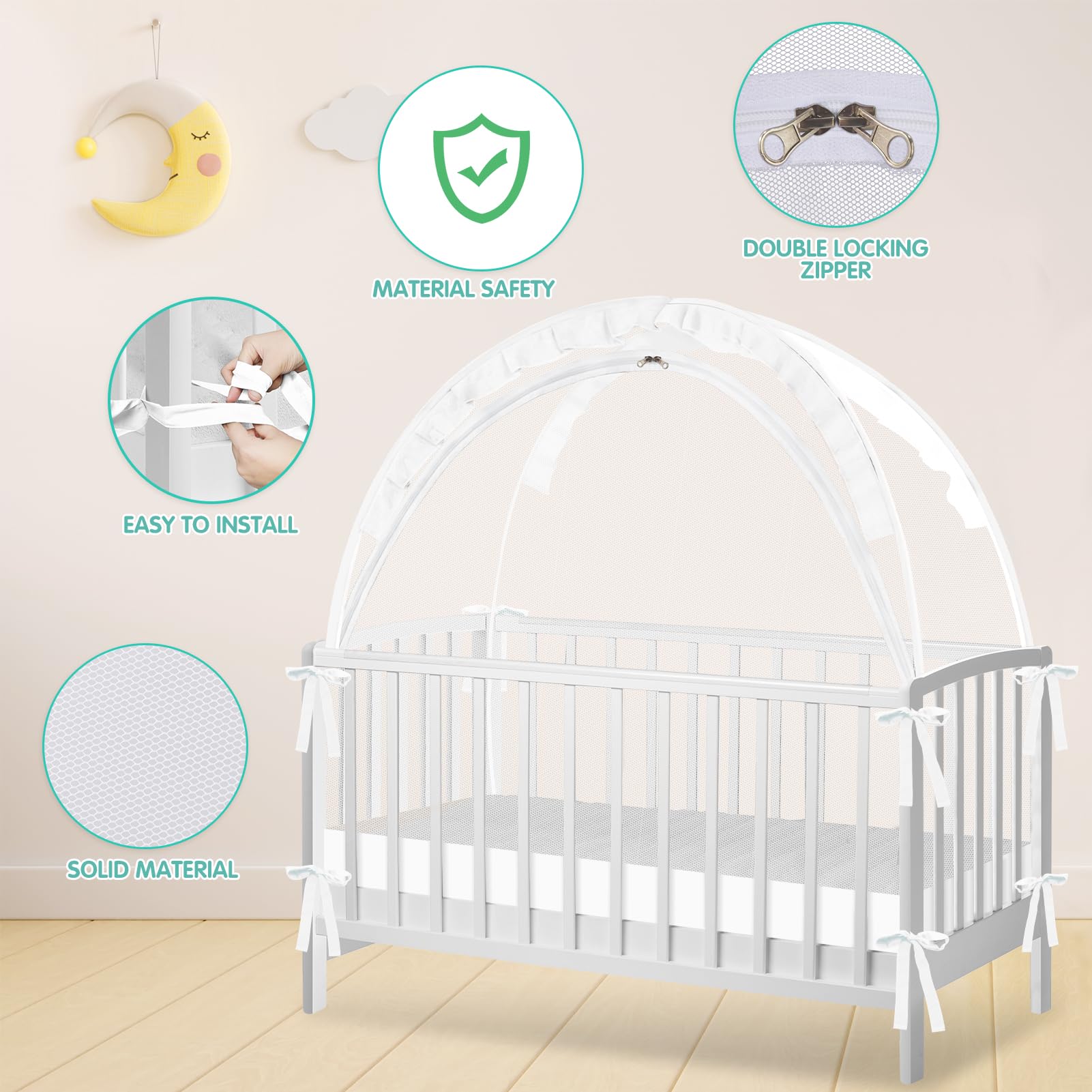 Zkaitoy Crib Tent durable rods keep the frame sturdy.