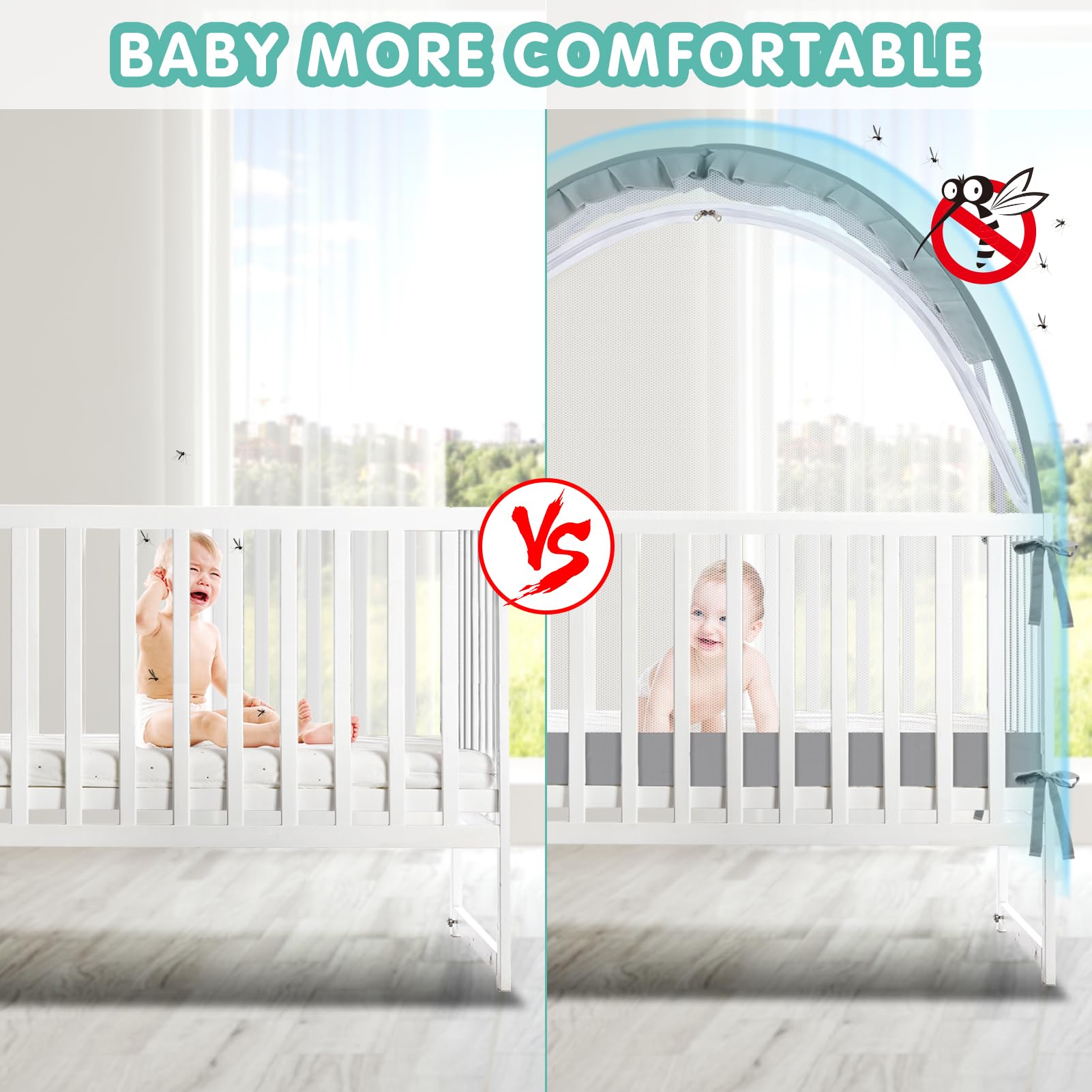 Zkaitoy crib tent simple installation fits most cribs in minutes.