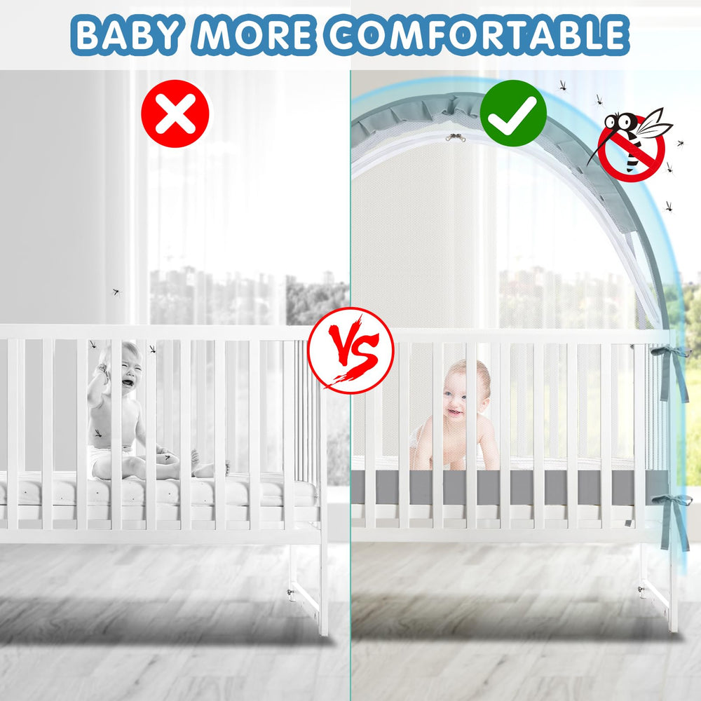 Zkaitoy Crib Tent full-coverage design protects baby from climbing and drafts.