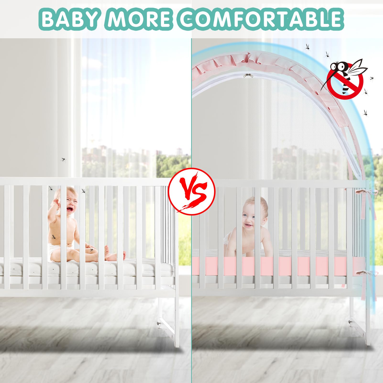 Zkaitoy Crib Tent installation steps show easy setup