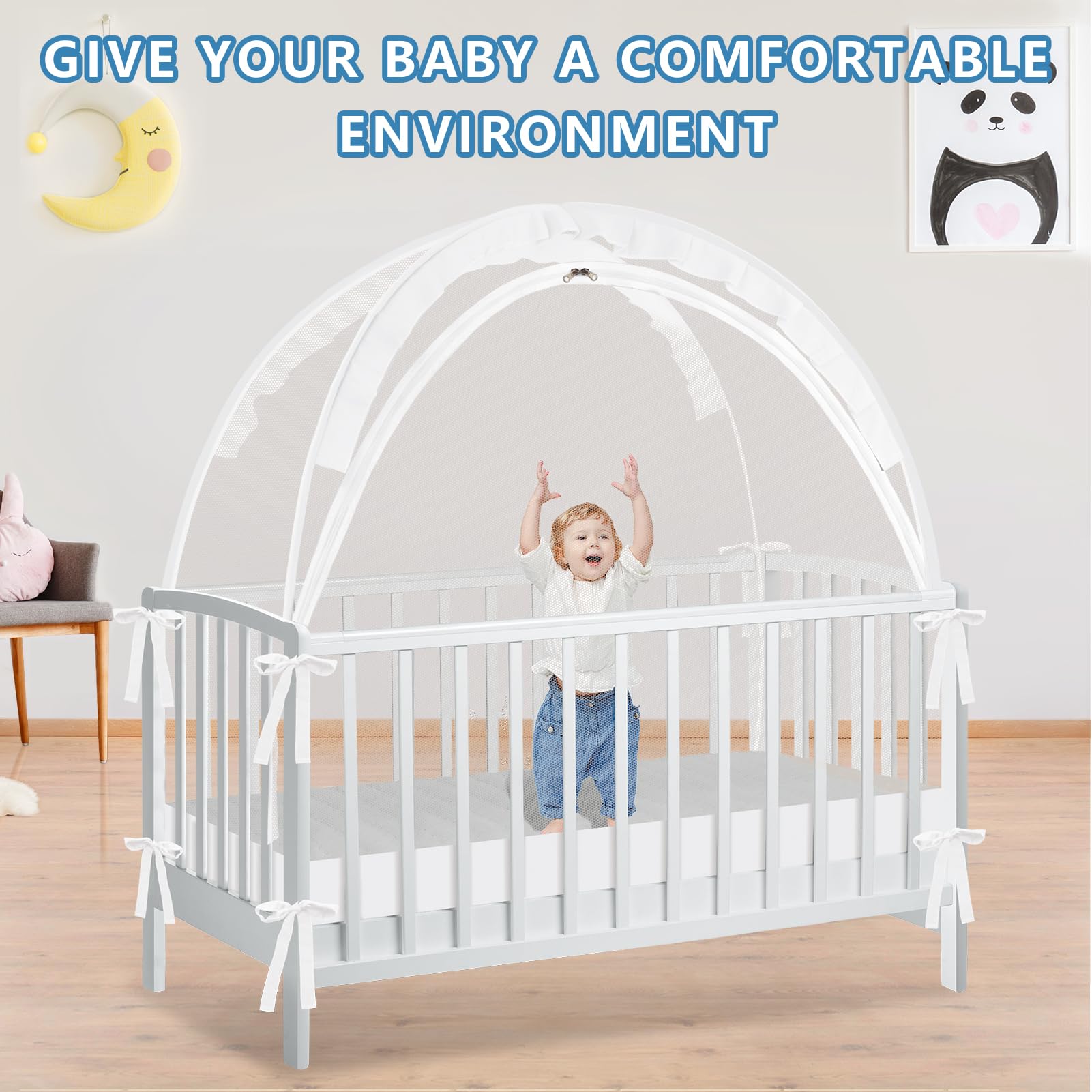 Zkaitoy Crib Tent large interior space for comfortable movement