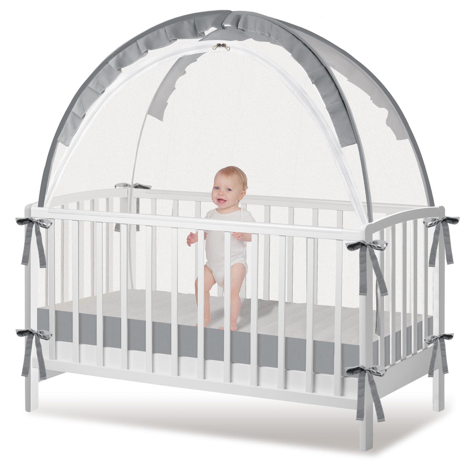 Zkaitoy crib tent pop-up assembly demonstrates quick setup for busy parents.