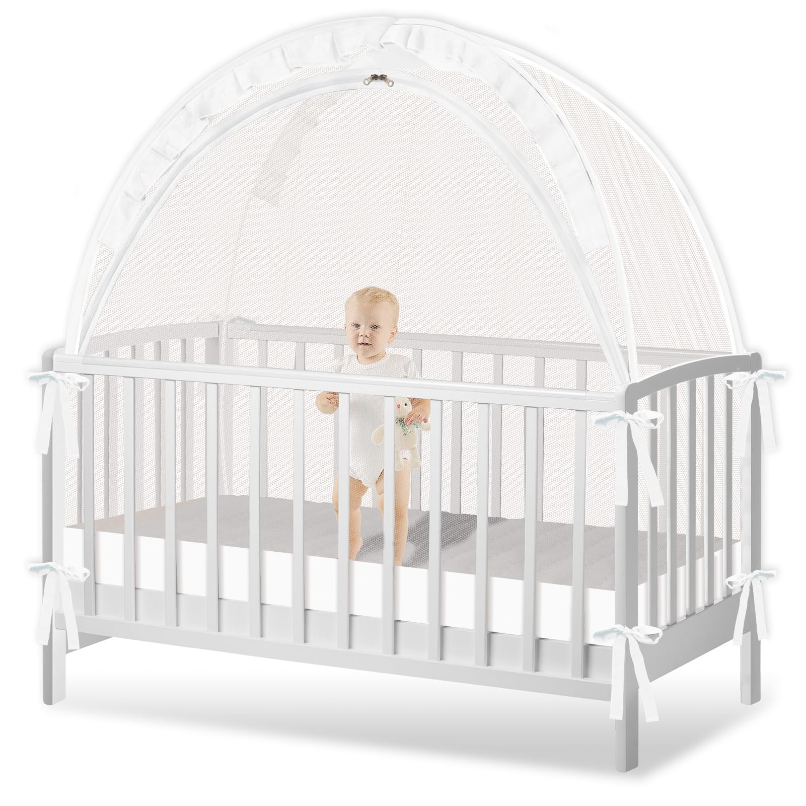 Zkaitoy crib tent pop-up breathable cover; quick setup for safer naps.