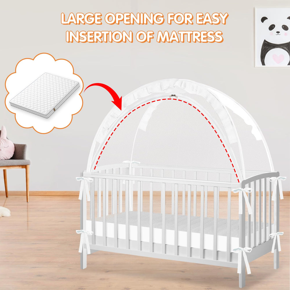 Zkaitoy crib tent see-through mesh; monitor baby easily.