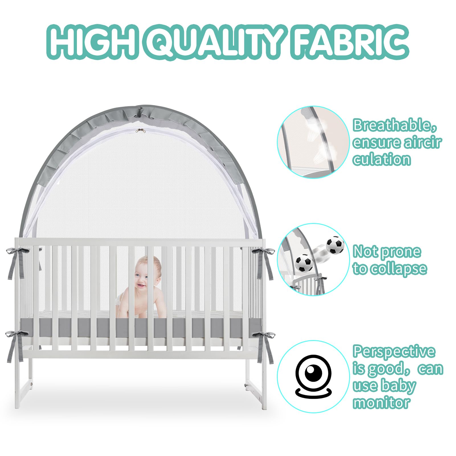 Zkaitoy crib tent durable rods ensure a sturdy, stable frame.
